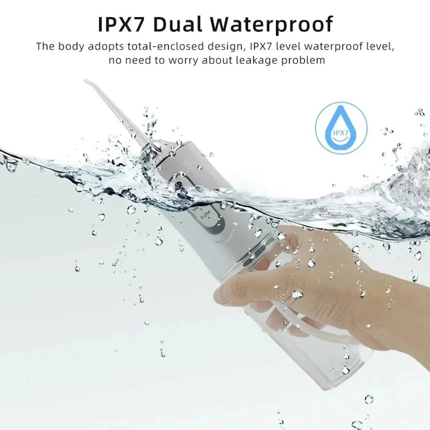 Irrigador Bucal Eléctrico Inteligente Portátil Flosser de Agua 4 Boquillas, Recargable, 3 Modos