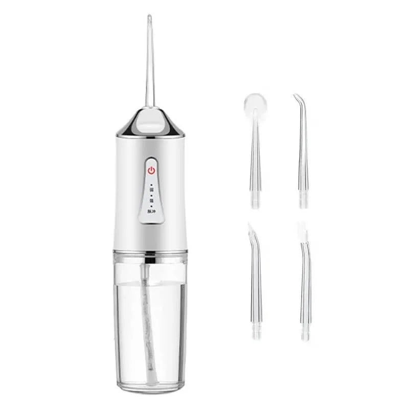 Irrigador Bucal Eléctrico Inteligente Portátil Flosser de Agua 4 Boquillas, Recargable, 3 Modos