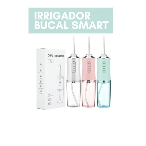Irrigador Bucal Eléctrico Inteligente Portátil Flosser de Agua 4 Boquillas, Recargable, 3 Modos